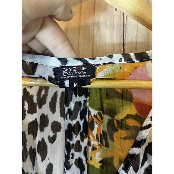 Spy Zone Exchange Dress Women’s Size Medium Animal Floral Print Sheer Maxi - Picture 9 of 12